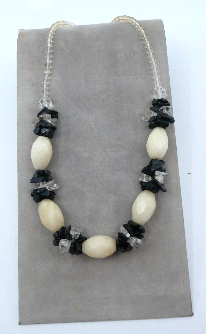 Milky Quartz Gemstone & Stone Beaded Statement Necklace